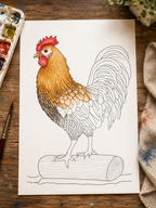 Hickory Roost Rooster Paint-Your-Own Watercolor Print | Cozy Chicken Hollow