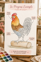 Hickory Roost Rooster Paint-Your-Own Watercolor Print | Cozy Chicken Hollow