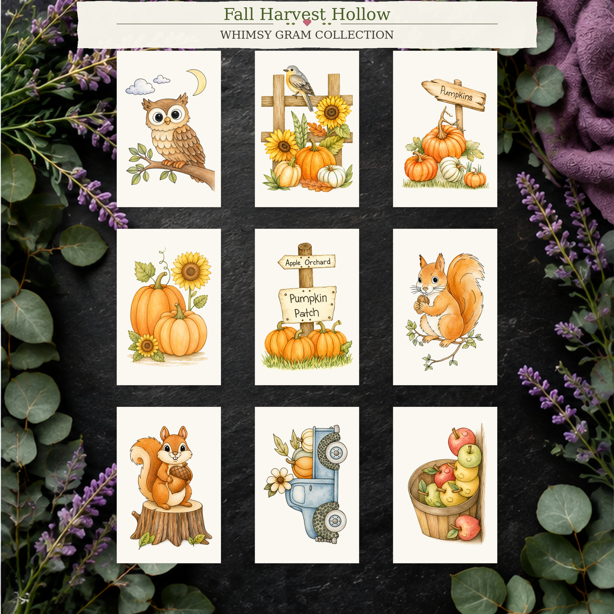 Fall Harvest Hollow 2x3 Whimsy Gram collection lifestyle scene