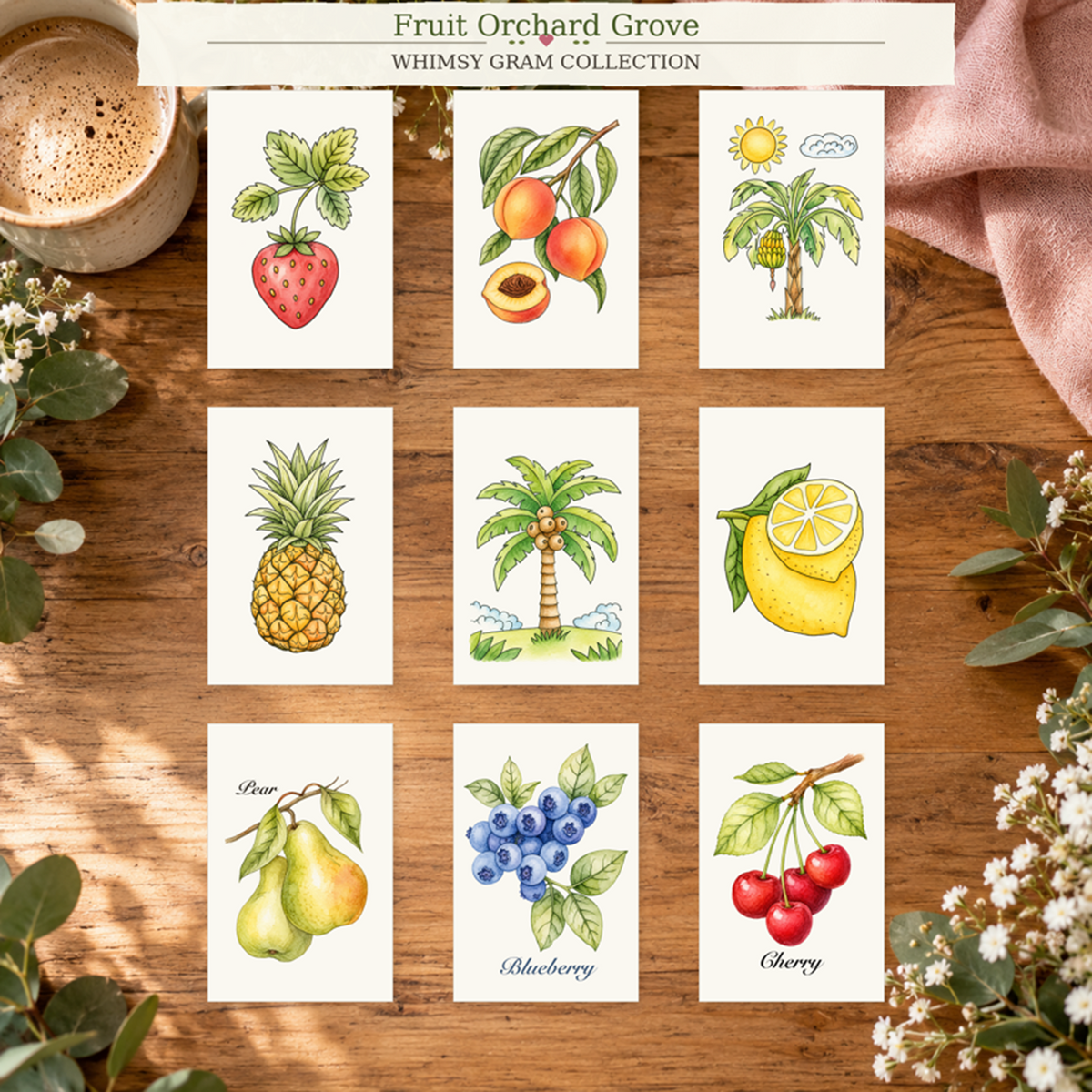 Fruit Orchard Grove 2x3 Whimsy Gram collection, lifestyle view
