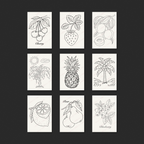 Preview of the nine Fruit Orchard Grove 2x3 Whimsy Gram designs