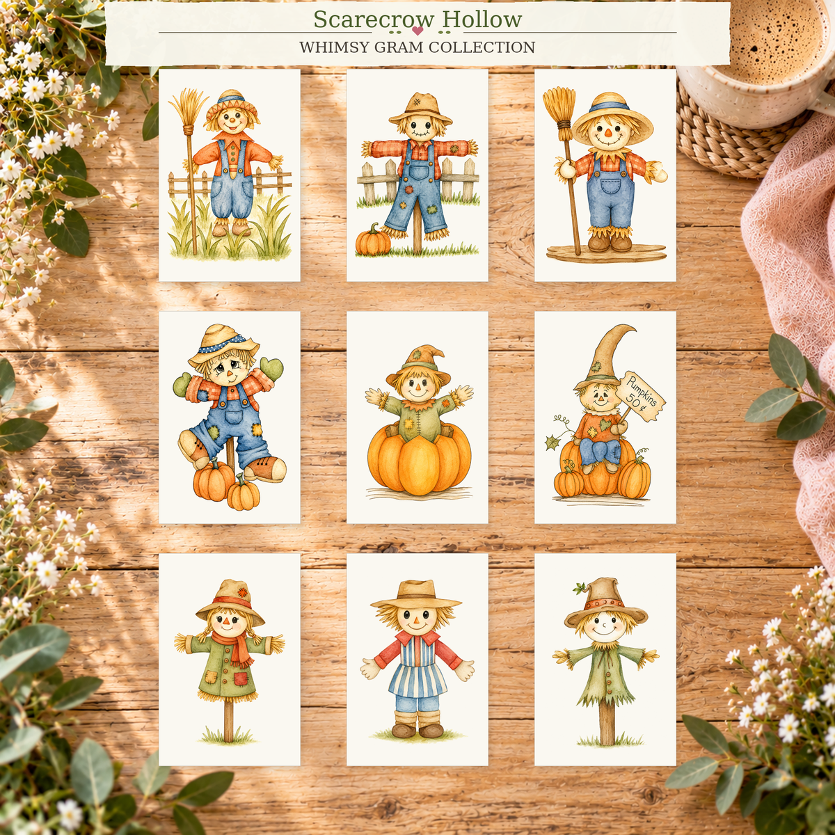 Scarecrow Hollow 2x3 Whimsy Gram collection, lifestyle view