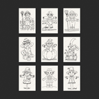 Preview of the nine Scarecrow Hollow 2x3 Whimsy Gram designs