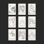 Snowman nine-design line art preview